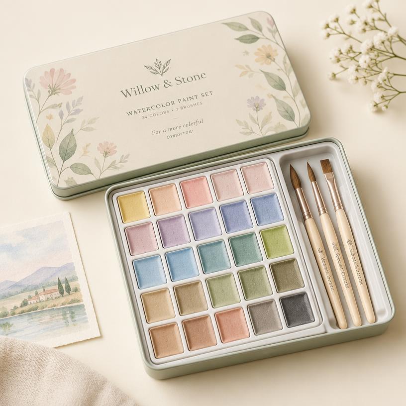 Estojo Aquarela 24 Cores + Pincéis